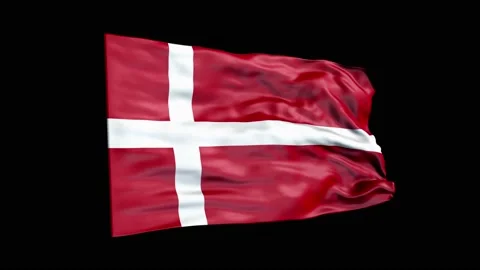 Realistic Denmark flag is waving 3D animation. National flag of Denmark. 4K Video stock 164268901