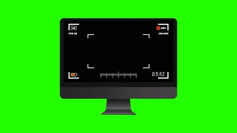 Realistic desctop computer with Viewfinder on screen on chromakey background.  P Stock Footage 172299918