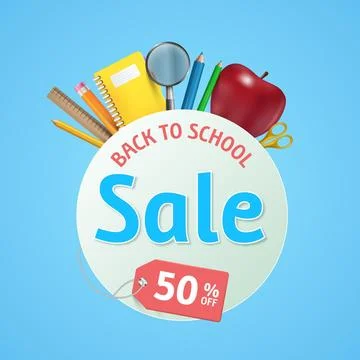 Realistic design back to school sales Stock Illustration