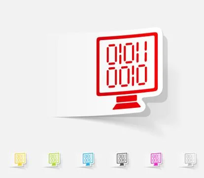 Realistic design element. computer screen with binary 스톡 일러스트