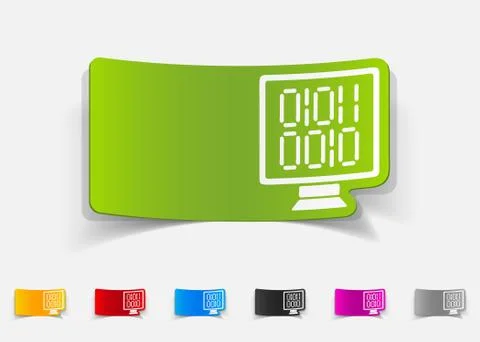 Realistic design element. computer screen with binary Stockillustratie