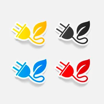 Realistic design element: eco plug leaf Stock Illustration