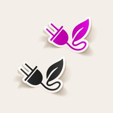 Realistic design element: eco plug leaf Stock Illustration