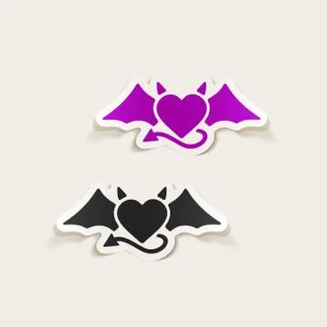 Realistic design element: heart devil 스톡 일러스트