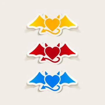 Realistic design element: heart devil 스톡 일러스트