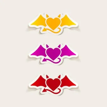 Realistic design element: heart devil 스톡 일러스트