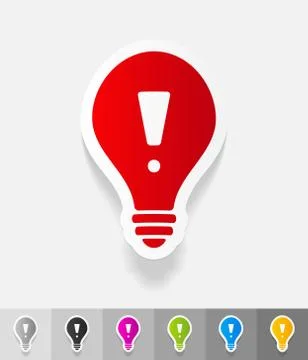 Realistic design element. light bulb with an exclamation mark Stock Illustration