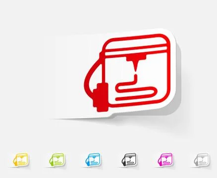 Realistic design element. three d printer Stock Illustration