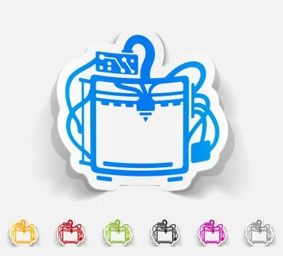 Realistic design element. three d printer Stock Illustration