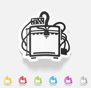 Realistic design element. three d printer Stock Illustration