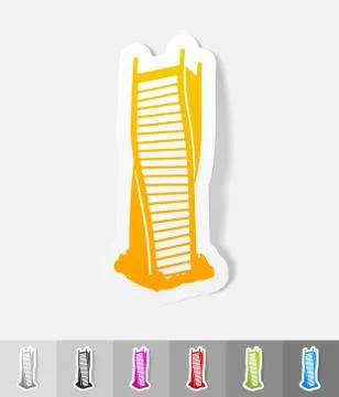 Realistic design element. Twisted modern building in Dubai Ilustración de archivo