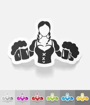 Realistic design element. waitress with beer Stock Illustration