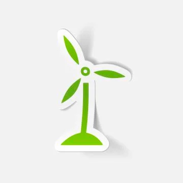 Realistic design element: wind turbines Illustrazione stock