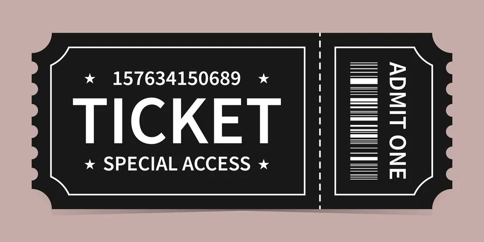 Realistic design ticket admit vector template for invitation, event, etc. Ilustración de archivo