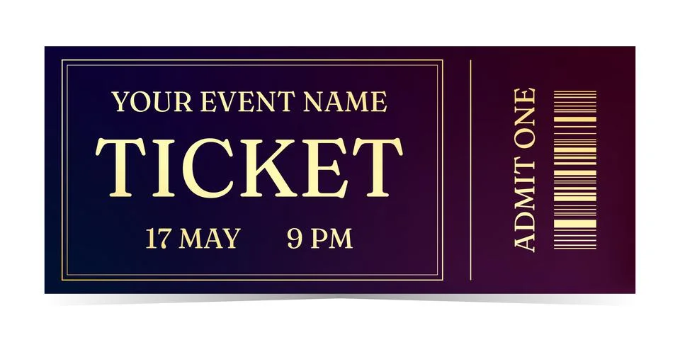 Realistic design ticket admit vector template for invitation, event, etc. Ilustración de archivo