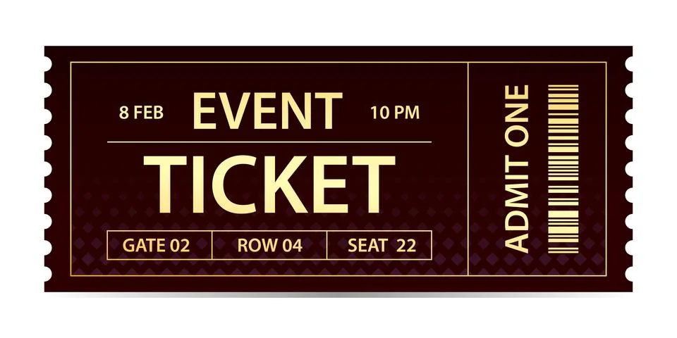 Realistic design ticket admit vector template for invitation, event, etc. Ilustración de archivo