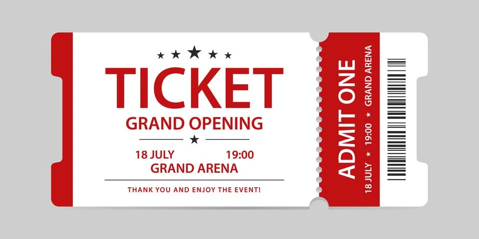 Realistic design ticket admit vector template for invitation, event, etc. Ilustración de archivo