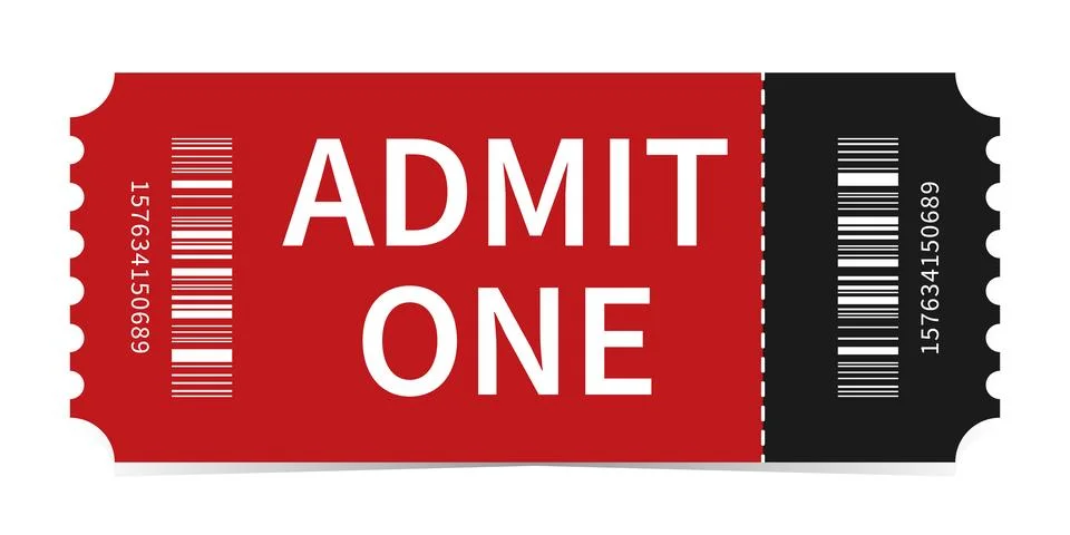 Realistic design ticket admit vector template for invitation, event, etc. Ilustración de archivo
