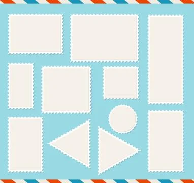 Realistic Detailed 3d Blank Empty Template White Post Mark Set. Vector Illustrazione stock
