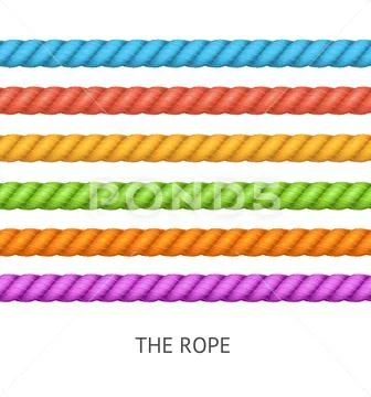 Realistic Detailed 3d Different Color Twisted Rope Set. Vector ~ Clip Art  #249515191