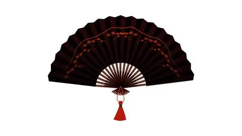 Realistic Detailed 3d Different Red Asian Hand Fans Set Traditional Souvenir Illustrazione stock