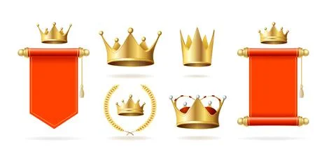 Realistic Detailed 3d Different Royal Signs Set. Vector Illustrazione stock