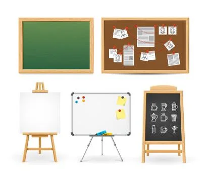 Realistic Detailed 3d Different Types Boards Set. Vector Illustrazione stock