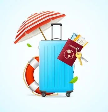Realistic Detailed 3d Elements Summer Travel Concept. Vector Illustrazione stock
