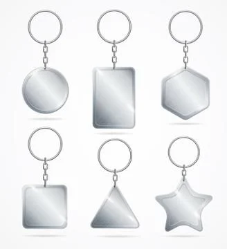 Realistic Detailed 3d Empty Template Keychain Set. Vector Illustrazione stock