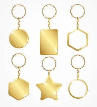 Realistic Detailed 3d Empty Template Keychain Set. Vector Stock Illustration