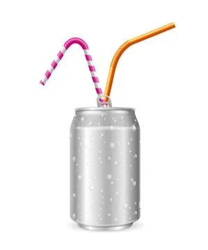 Realistic Detailed 3d Empty Template Steel Can with Wet Strollers and Plastic Stock Illustration
