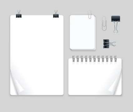 Realistic Detailed 3d Note Set. Vector Stock Illustration