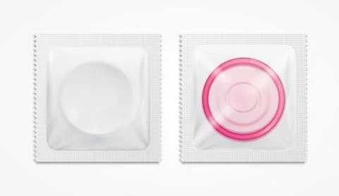 Realistic Detailed 3d Packaging with a Condom Set. Vector Illustrazione stock