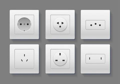 Realistic Detailed 3d Socket Set. Vector Stock Illustration