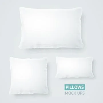 Realistic Detailed 3d Template Blank White Pillow Mock Up Set. Vector 스톡 일러스트