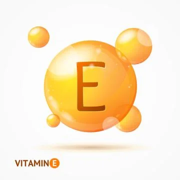 Realistic Detailed 3d Vitamin E Background Card. Vector Illustrazione stock