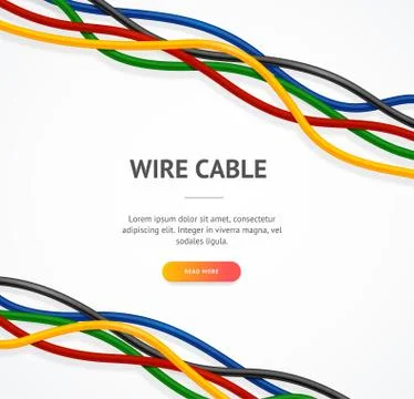 Realistic Detailed 3d Wire Cable Concept Ad Poster Card. Vector Stock Illustration