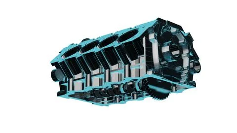 Realistic detailed car engine 3D render Stock Illustration