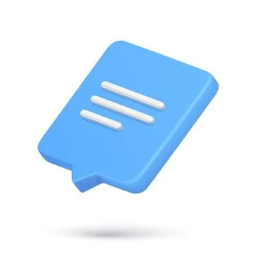 Realistic diagonal placed chat box new message cyberspace notification 3d ico Stock Illustration