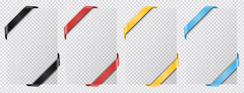 Realistic diagonal ribbon elements placed over a transparent background. Pe.. Ilustração Stock
