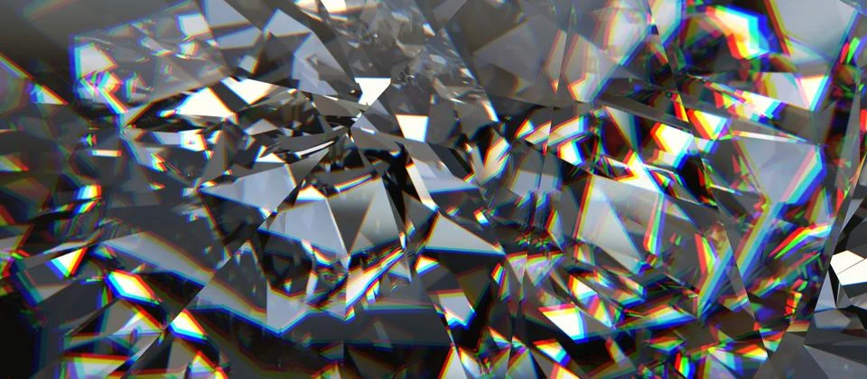 Realistic diamond crystal with caustic close up texture background 3D renderi イラスト素材