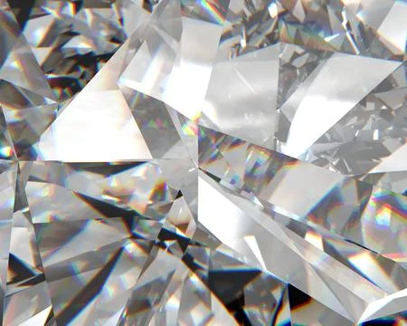 Realistic diamond crystal with caustic close up texture background 3D renderi Stock Illustration