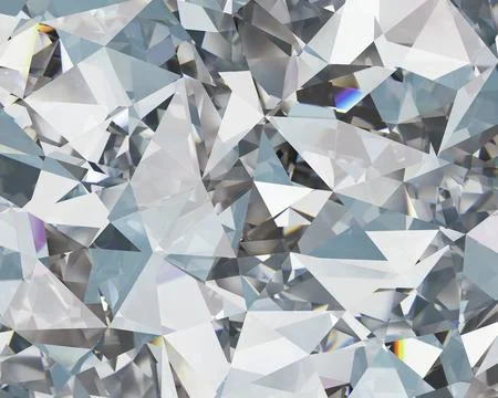 Realistic diamond crystal with caustic close up texture background 3D renderi Stock Illustration