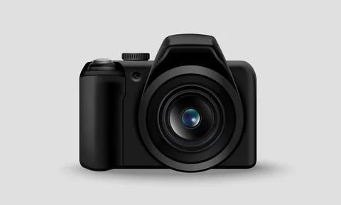 Realistic digital camera vector illustration isolated on white background. Stock Illustration