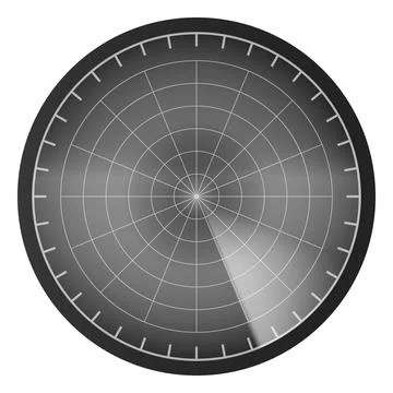 Realistic digital gray HUD radar display in searching, detection system Illustrazione stock