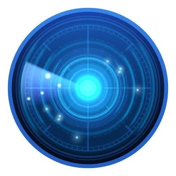 Realistic digital HUD radar blue display in searching with targets, military Illustrazione stock