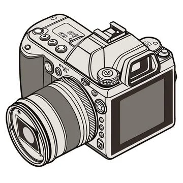 Realistic Digital SLR Camera Front View Vector Illustration Isolated Stock Illustration