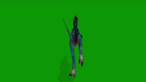 Realistic Dinosaur Raptor Running fast Back Side 3D Render Animation Stock Footage 340597215