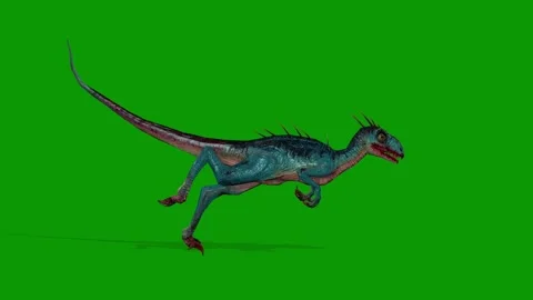 Realistic Dinosaur Raptor Running Scene Right Side 3D Render Animation Stock Footage 340597218