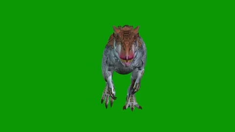 Realistic Dinosaur Run Fast From Front 3D Render-Jurassic Dinosaur Green Screen Stock Footage 317804190